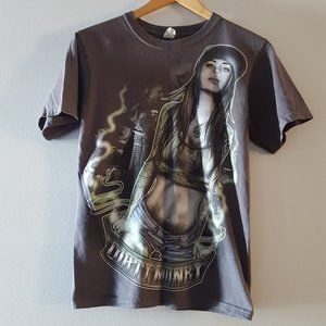 Hybrid Dirty Money Gray Graphic Tee Size Small